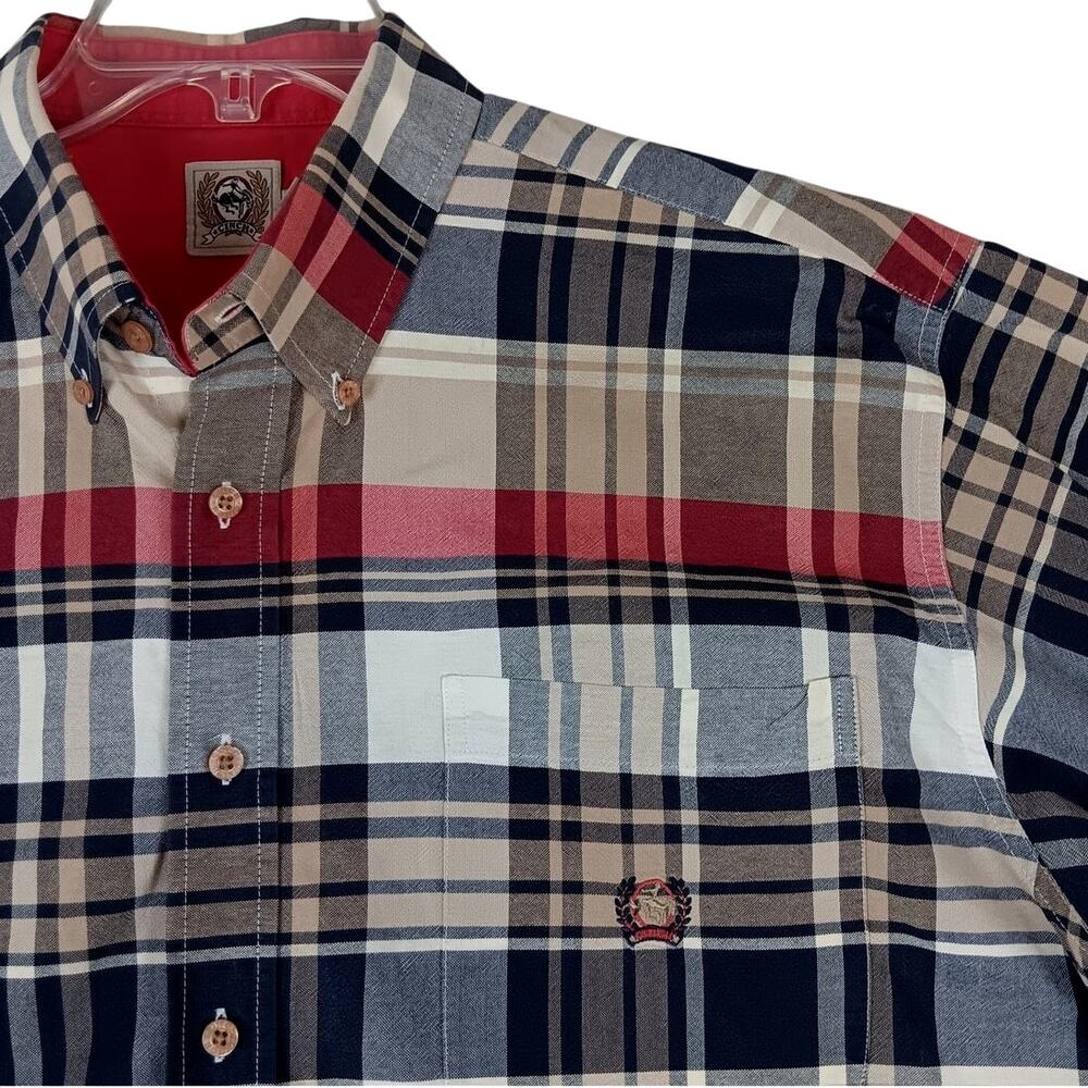 Cinch Men's Plaid Button-Down Shirt in Red, Navy & Tan